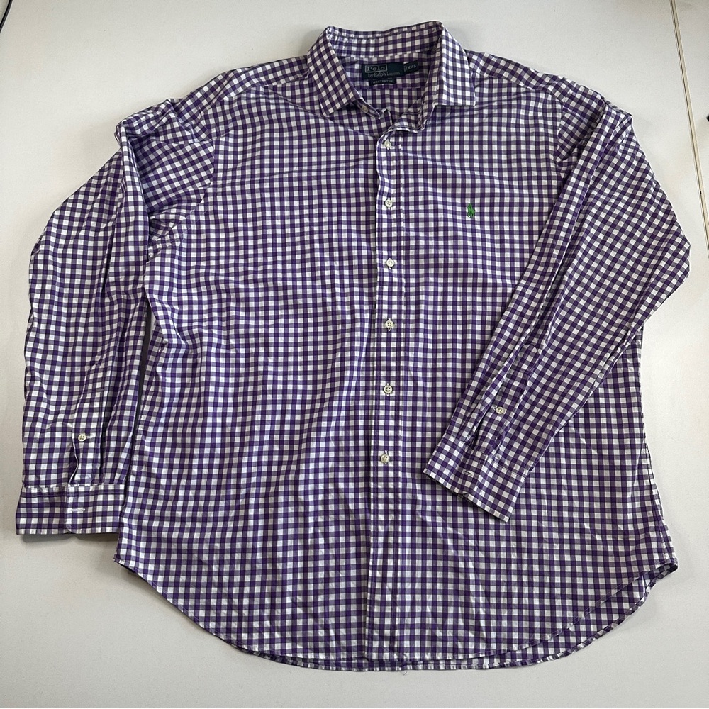 Ralph Lauren Polo Westerton Button Down Purple Gingham Green Polo Size 2XL - 255